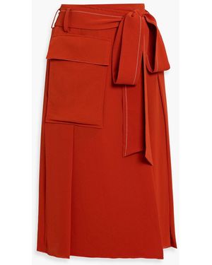 Victoria Beckham Belted Crepe Midi Wrap Skirt - Red
