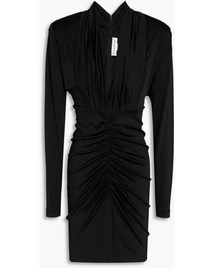 Victoria Beckham Ruched Satin-Jersey Mini Dress - Black