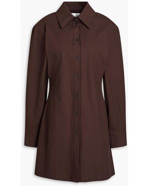 Victoria Beckham Cotton-blend Poplin Mini Shirt Dress - Brown
