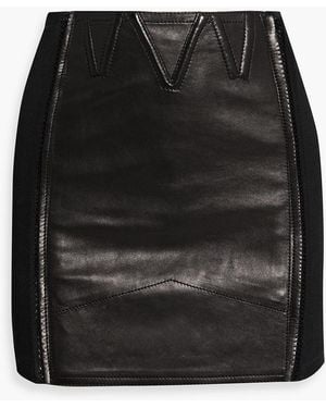 Tom Ford Stretch Knit-Paneled Leather Mini Skirt - Black
