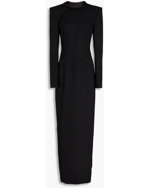 Safiyaa Maxikleid "hosna" aus grain de poudre aus wolle - Schwarz