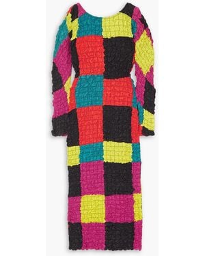 Mara Hoffman Kassia Checked Tm Modal-cloqué Midi Dress - White