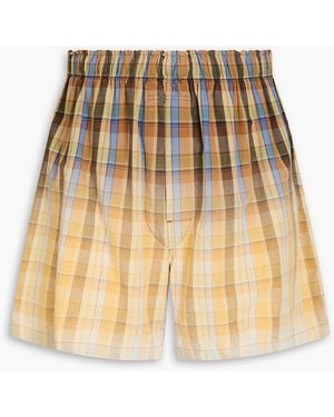 Maison Margiela Checked Cotton Shorts - Natural
