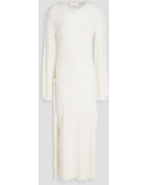 Lisa Yang Jordynn Fringed Cashmere Midi Dress - White