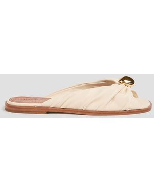 Zimmermann Embellished Leather Slides - White