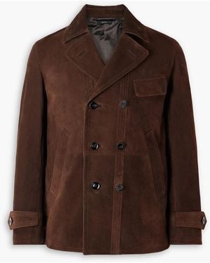Tom Ford Double-Breasted Suede Jacket - Brown