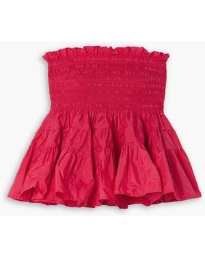 Molly Goddard Mia Strapless Shirred Ruffled Taffeta Top