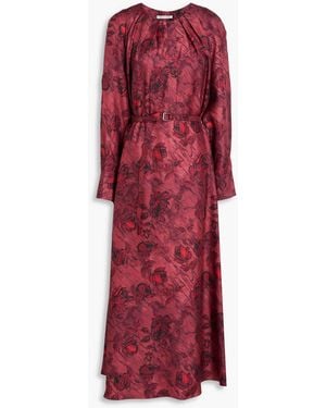Emilia Wickstead Belted Printed Silk-Twill Midi Dress - Red