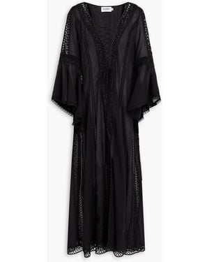 Charo Ruiz Zia Lace-up Cotton-blend Voile Kaftan - Black