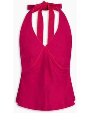 Casa Raki Neckholder-oberteil "estela" aus leinen - Pink
