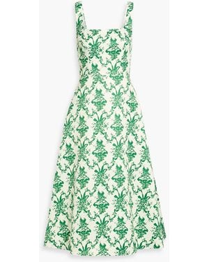 Emilia Wickstead Midikleid aus faille mit print - Grün