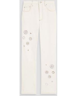 Area Embellished High-Rise Straight-Leg Jeans - Natural