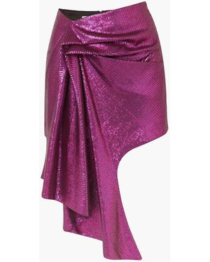 Halpern Asymmetric Sequined Tulle Mini Skirt - Purple