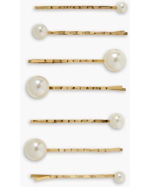 Jennifer Behr Set Of Seven Faux Pearl-Embellished-Tone Hair Slides - White