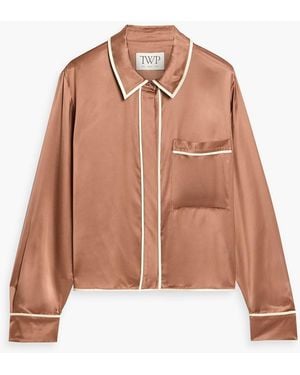 Twp Sleepover Satin Shirt - Brown