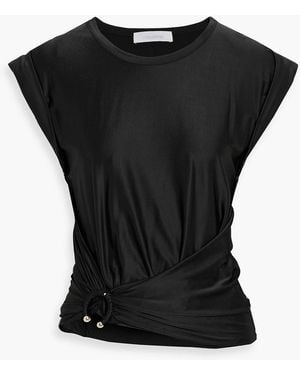 Rabanne Embellished Satin-Jersey Top - Black