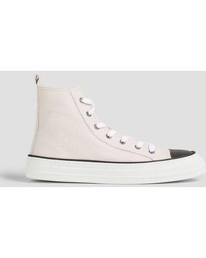 Brunello Cucinelli Bead-embellished Canvas High-top Sneakers - White