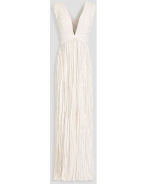 Ulla Johnson Mona Plissé-satin Gown - White