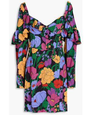 FARM Rio Minikleid aus crêpe mit floralem print und rüschen - Blau