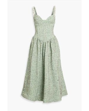 PATBO Embellished Metallic Tweed Midi Dress - Green