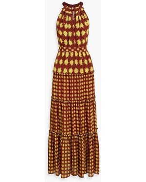 Diane von Furstenberg Jack Tiered Printed Crepe De Chine Maxi Dress