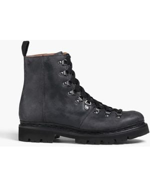Grenson Nanette combat boots aus strukturiertem leder in distressed-optik - Schwarz