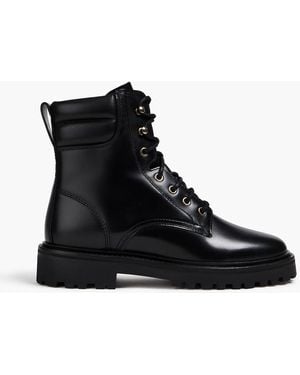 Isabel Marant Campa Glossed-Leather Combat Boots - Black