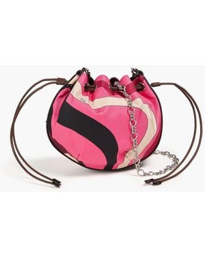 Emilio Pucci Leather-trimmed Printed Silk-twill Cross-body Bag - Pink