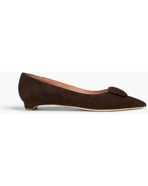 Rupert Sanderson Bedfa Embellished Suede Point-toe Flats - Brown
