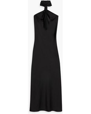 Halston Robe aus satin mit knotendetail - Schwarz