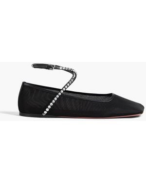 AMINA MUADDI Ballerinas "ane" aus mesh mit kristallverzierung - Schwarz