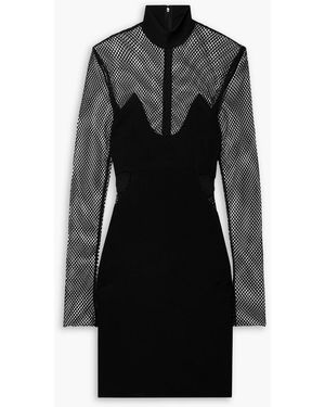 Tom Ford Stretch-Crepe And Mesh Mini Dress - Black