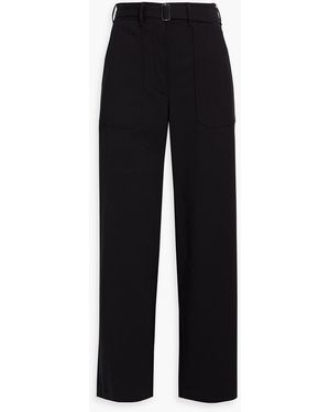 Theory Belted Cotton-Blend Twill Straight-Leg Pants - Black