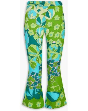 Dolce & Gabbana Printed Stretch-Silk Kick-Flare Trousers - Green