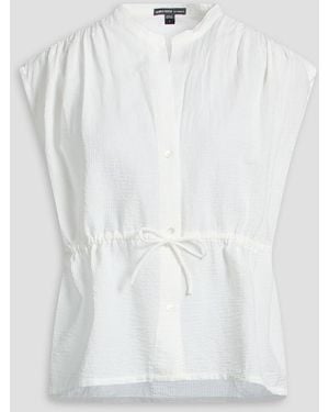James Perse Cotton And Silk-Blend Seersucker Blouse - White