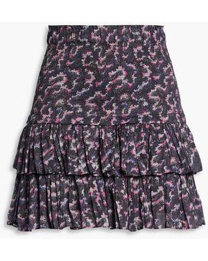 Isabel Marant Naomi Tiered Printed Cotton-Voile Mini Skirt - White