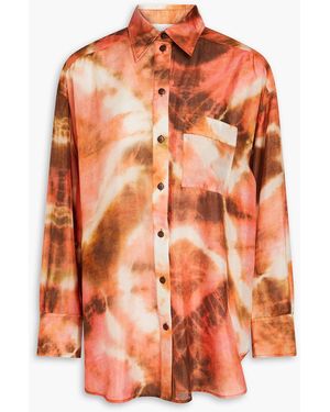 Zimmermann Oversized Tie-dyed Silk-satin Shirt - Orange