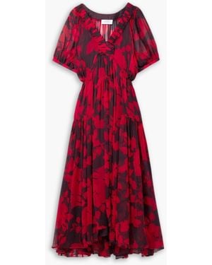 La Ligne Constance Tie Floral-print Chiffon Maxi Dress - Red