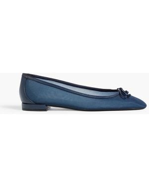 Stuart Weitzman Arabella Bow-Detailed Mesh Ballet Flats - Blue