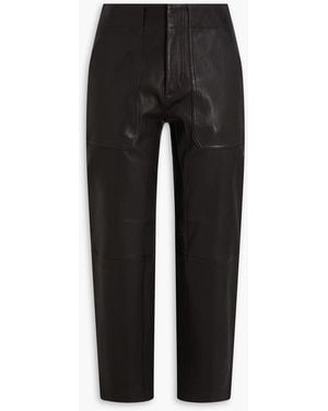 Rag & Bone Leyton Cropped Leather Tapered Trousers - Black