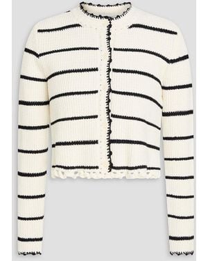 Claudie Pierlot Cropped cardigan aus einer baumwollmischung mit intarsienmuster und streifen - Grau