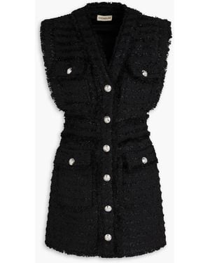 Nicholas Frayed Bouclé-tweed Mini Dress - Black