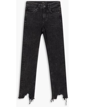 Maje Cropped Frayed Mid-Rise Skinny Jeans - Black
