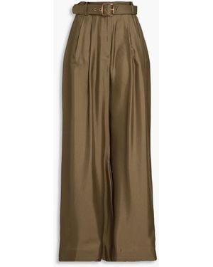 Zimmermann Hose mit weitem bein aus seiden-twill mit gürtel - Natur