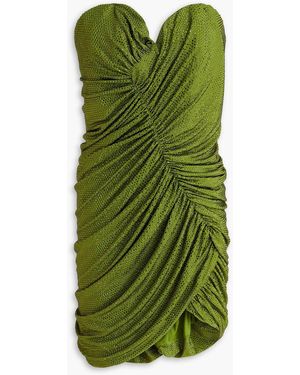 Alexandre Vauthier Strapless Ruched Embellished Stretch-jersey Mini Dress - Green