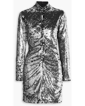 Isabel Marant Marnela Cutout Ruched Sequined Cotton-jersey Mini Dress - Metallic