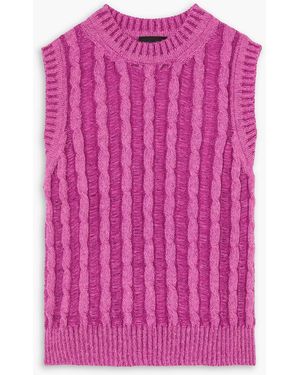 AGR Ärmelloser pullover aus zopfstrick - Pink