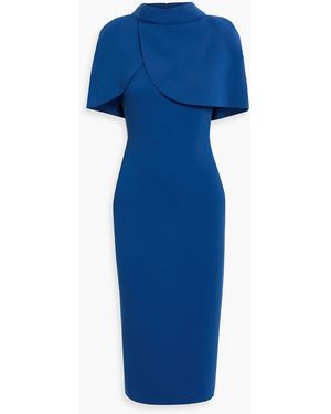 Badgley Mischka Cape-Effect Crepe Midi Dress - Blue
