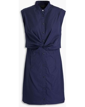 Rag & Bone Louisa Twisted Cotton-Poplin Mini Dress - Blue
