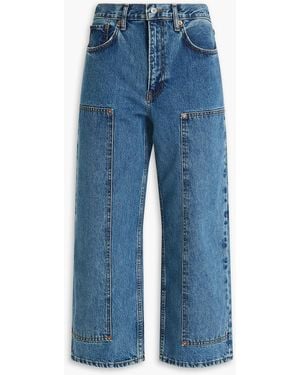 RE/DONE Shortie Cropped High-rise Wide-leg Jeans - Blue